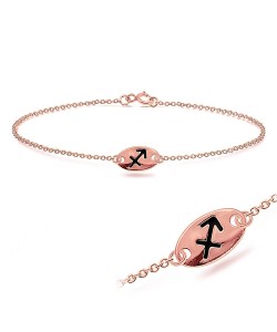 Rose Gold Plated Sagittarius Silver Bracelet BRS-141-RO-GP